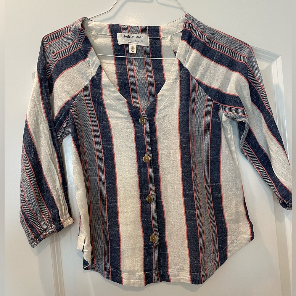 Button up -3/4 length sleeve with elastic around sleeve